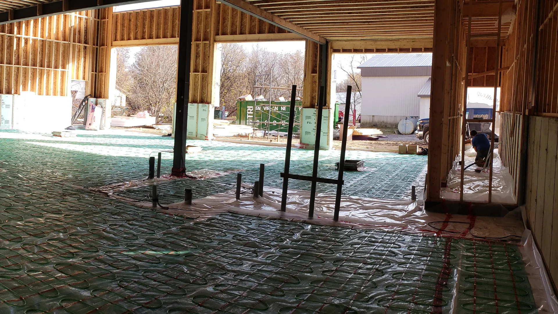 Dalle avec plancher chauffant prête à recevoir le béton